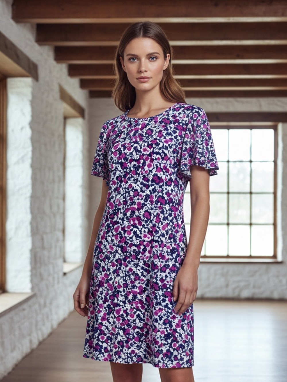 DKNY Feminine Floral Shift Dress
